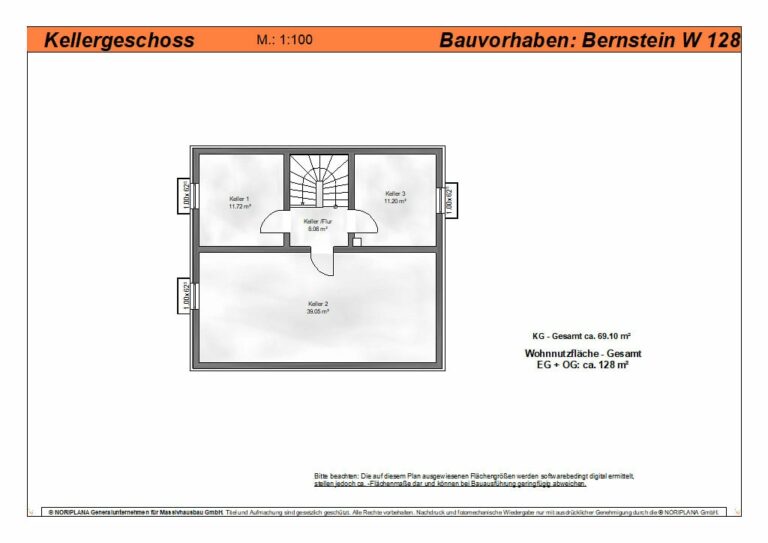 Bernstein W128 Grundriss Kellergeschoss