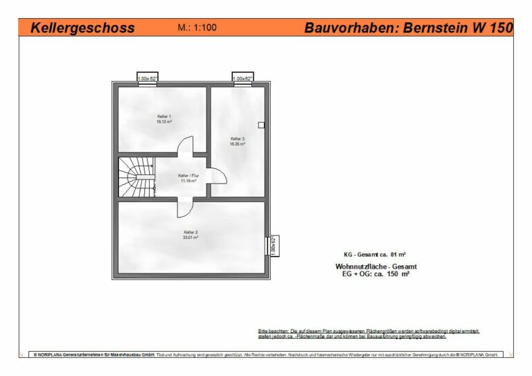 Bernstein W150 Grundriss Kellergeschoss