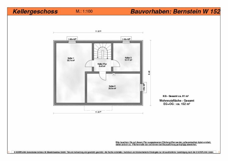 Bernstein W152 Grundriss Kellergeschoss