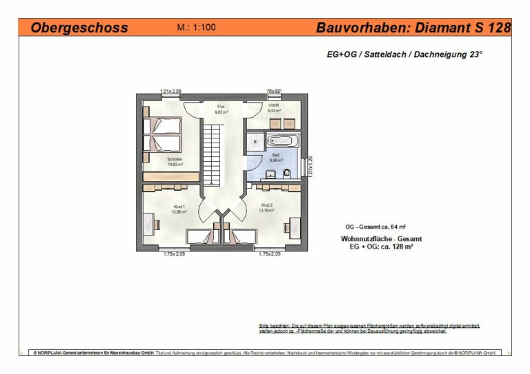 Diamant S128 Grundriss Dachgeschoss