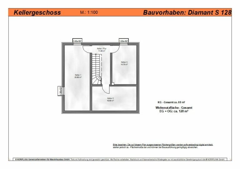 Diamant S128 Grundriss Kellergeschoss