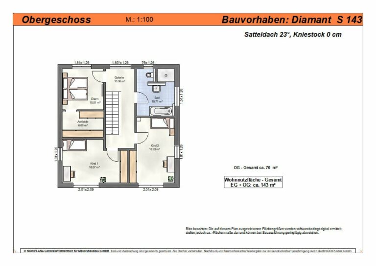 Diamant S143 Grundriss Dachgeschoss