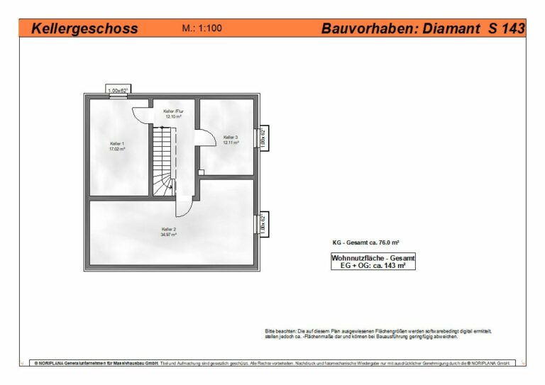 Diamant S143 Grundriss Kellergeschoss