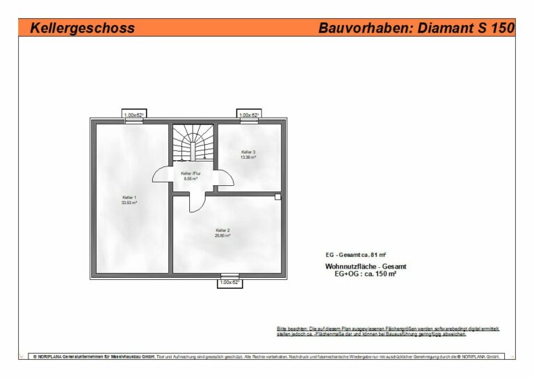 Diamant S150 Grundriss Kellergeschoss