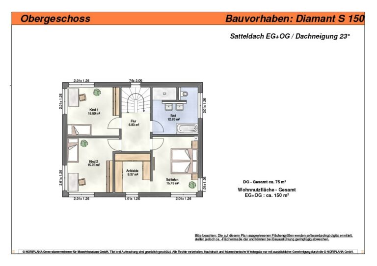 Diamant S150 Grundriss Obergeschoss