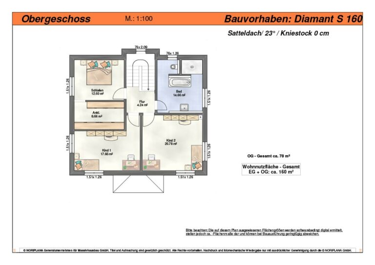 Diamant S160 Grundriss Obergeschoss