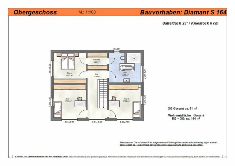 Diamant S164 Grundriss Dachgeschoss