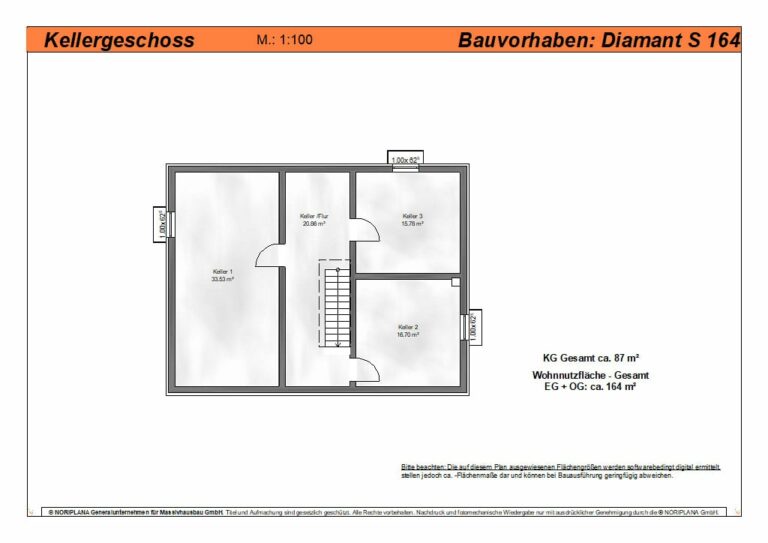 Diamant S164 Grundriss Kellergeschoss