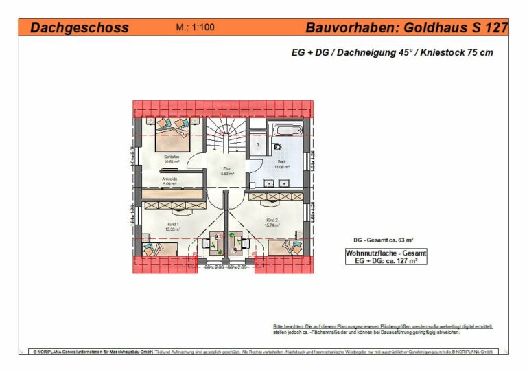 Goldhaus S127 Grundriss Dachgeschoss