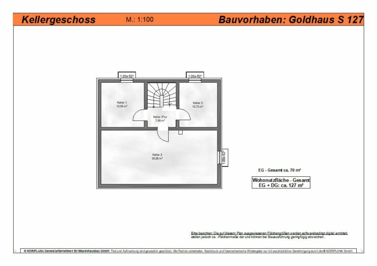Goldhaus S127 Grundriss Kellergeschoss