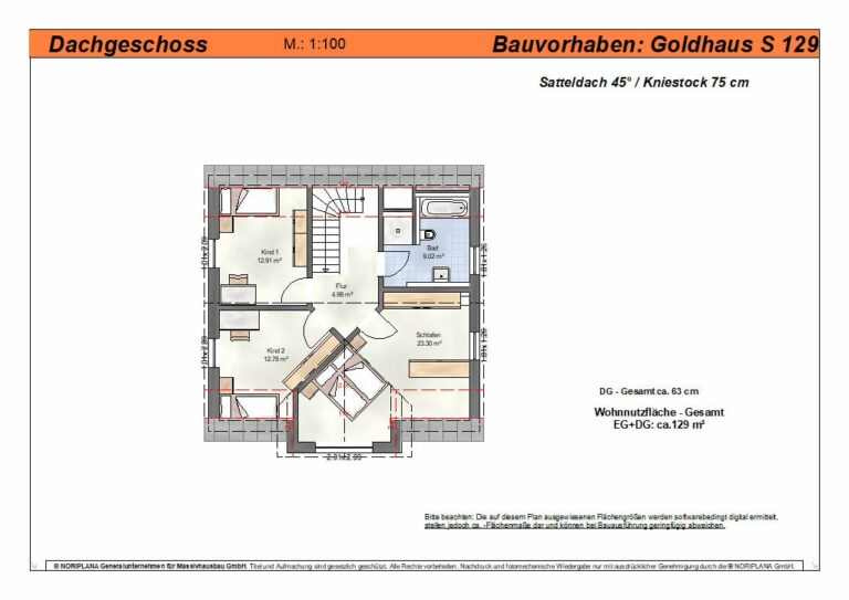 Goldhaus S129 Grundriss Dachgeschoss