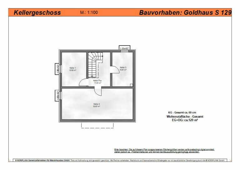 Goldhaus S129 Grundriss Kellergeschoss