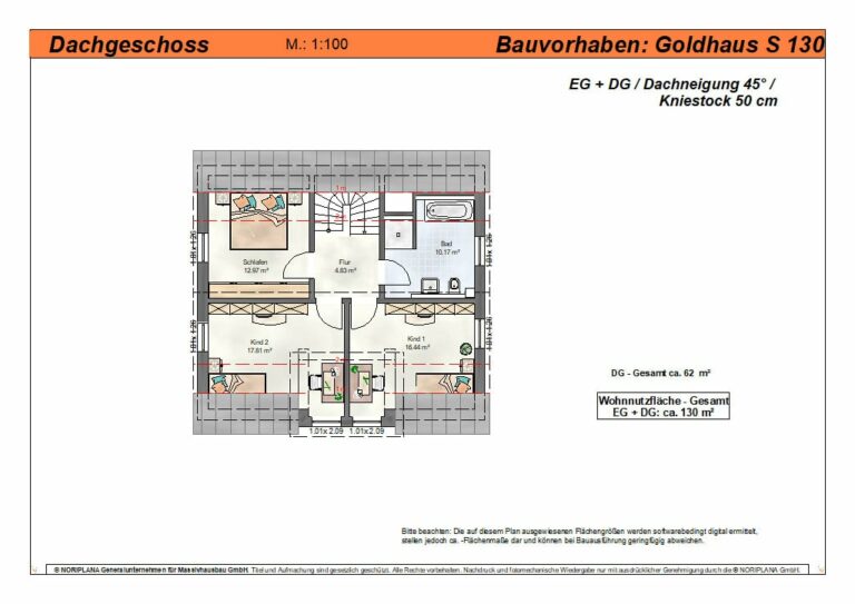 Goldhaus S130 Grundriss Dachgeschoss