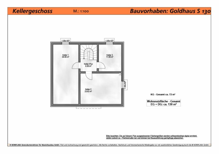 Goldhaus S130 Grundriss Kellergeschoss