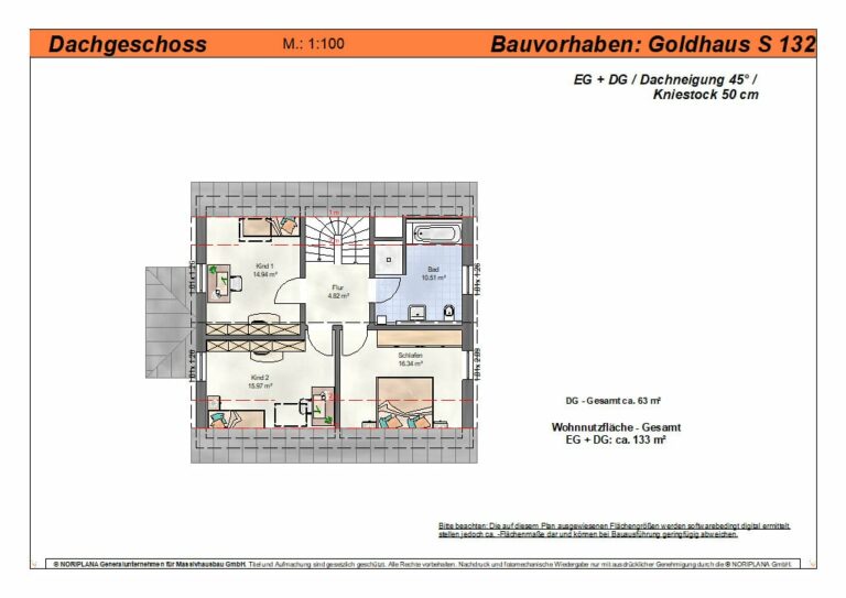Goldhaus S132 Grundriss Dachgeschoss