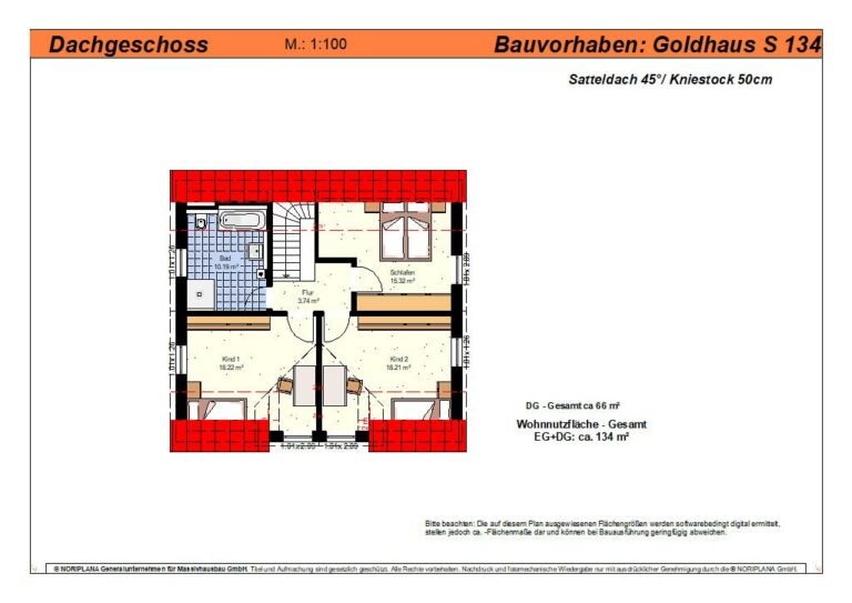 Goldhaus S134 Grundriss Dachgeschoss