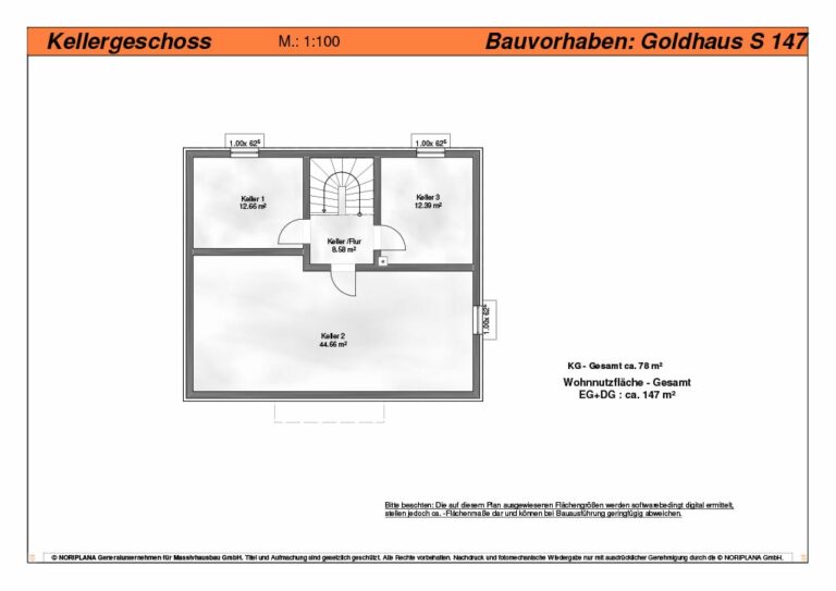 Goldhaus S147 Grundriss Kellergeschoss