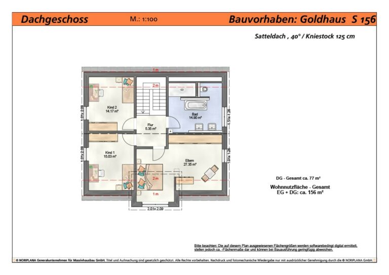 Goldhaus S156 Grundriss Dachgeschoss