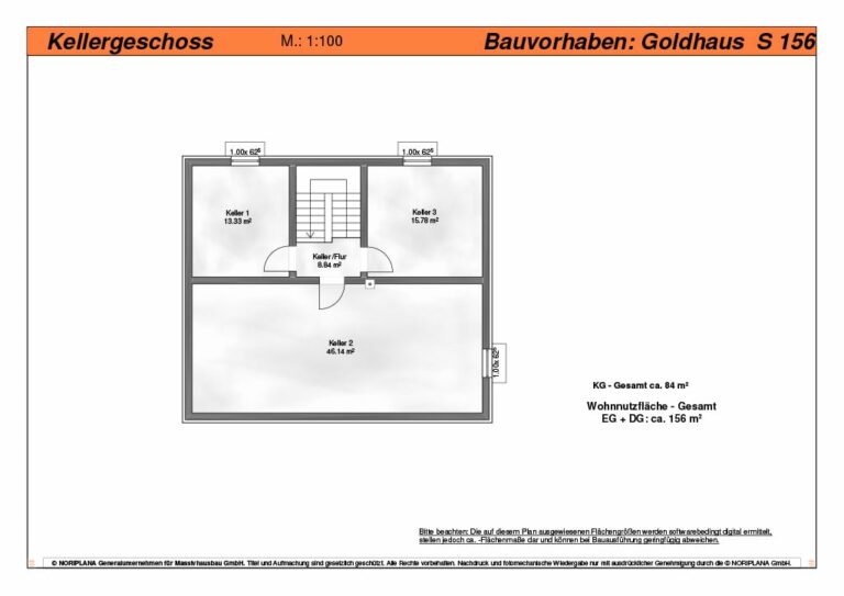 Goldhaus S156 Grundriss Kellergeschoss