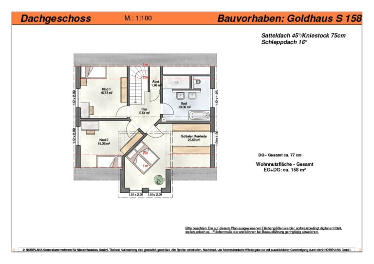 Goldhaus S158 Grundriss Dachgeschoss