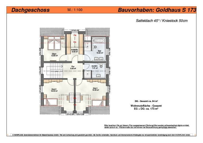 Goldhaus S173 Grundriss Dachgeschoss