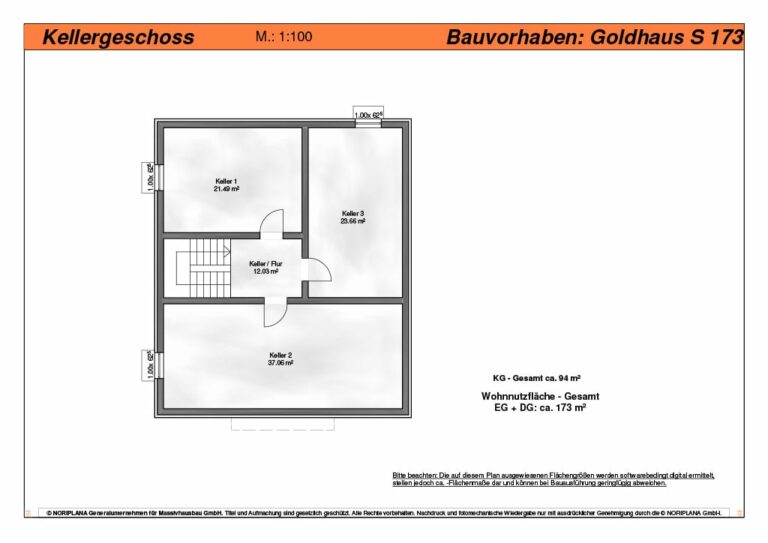 Goldhaus S173 Grundriss Kellergeschoss