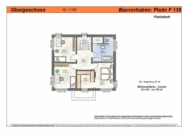 Platin F138 Grundriss Obergeschoss