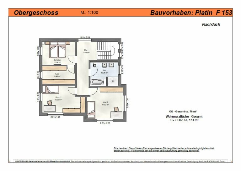 Platin F153 Grundriss Obergeschoss