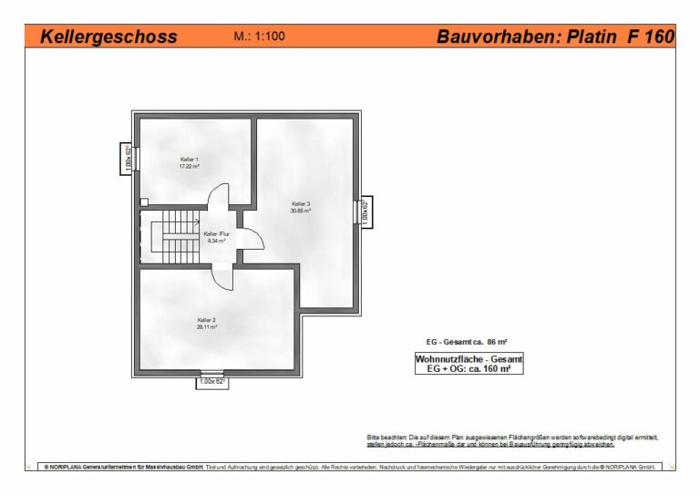Platin F160 Grundriss Kellergeschoss