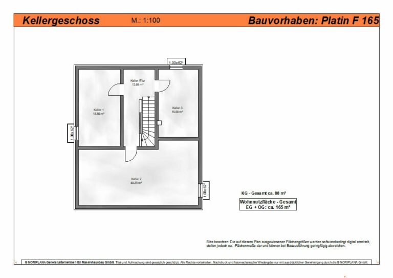 Platin F165 Grundriss Kellergeschoss
