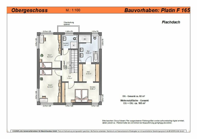 Platin F165 Grundriss Obergeschoss
