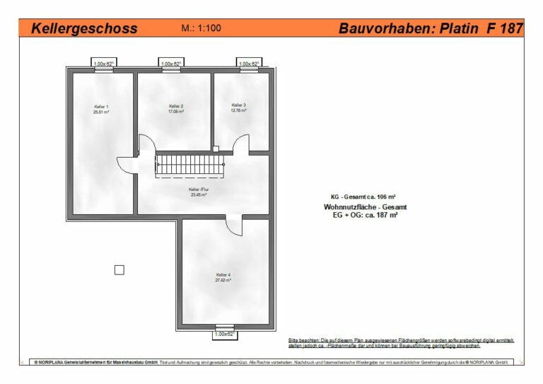 Platin F187 Grundriss Kellergeschoss